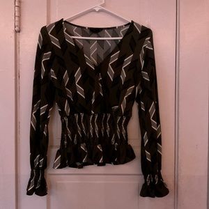 Dark Green Long Sleeve Blouse